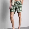 Pantaloni scurți de baie cu imprimeu floral și cordon de strângere