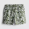 Pantaloni scurți de baie cu imprimeu floral și cordon de strângere