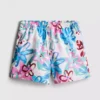 Pantaloni scurți de baie cu imprimeu floral tip graffiti