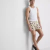 Pantaloni scurți de baie cu imprimeu Toucan și talie cu șnur Pantaloni scurți de baie cu imprimeu Toucan și talie cu șnur