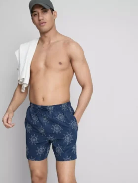 Pantaloni scurți de baie cu motiv de soare brodat