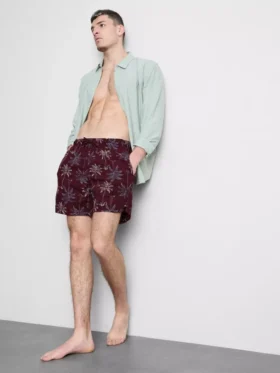 Pantaloni scurți de baie cu palmier brodat