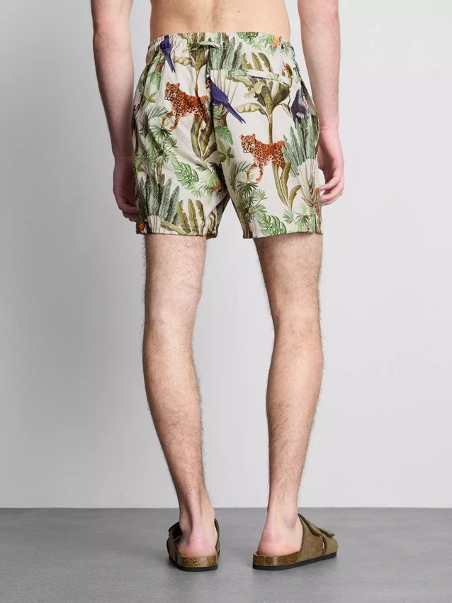 Pantaloni scurți de baie cu textură „junglă” Pantaloni scurți de baie cu textură „junglă”