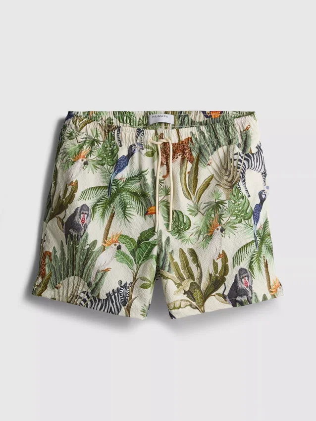 Pantaloni scurți de baie cu textură „junglă” Pantaloni scurți de baie cu textură „junglă”