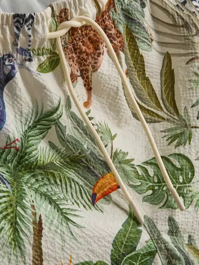 Pantaloni scurți de baie cu textură „junglă” Pantaloni scurți de baie cu textură „junglă”