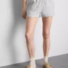 Pantaloni scurți de casă din bumbac cu tiv despicat Pantaloni scurți de casă din bumbac cu tiv despicat