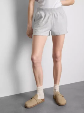 Pantaloni scurți de casă din bumbac cu tiv despicat Pantaloni scurți de casă din bumbac cu tiv despicat
