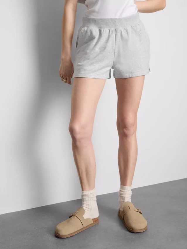 Pantaloni scurți de casă din bumbac cu tiv despicat Pantaloni scurți de casă din bumbac cu tiv despicat