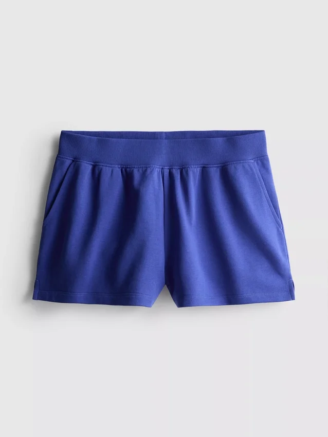 Pantaloni scurți de casă din bumbac cu tiv despicat Pantaloni scurți de casă din bumbac cu tiv despicat
