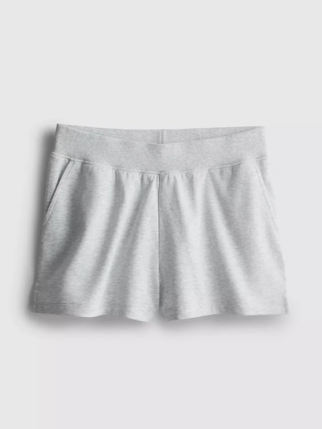Pantaloni scurți de casă din bumbac cu tiv despicat Pantaloni scurți de casă din bumbac cu tiv despicat
