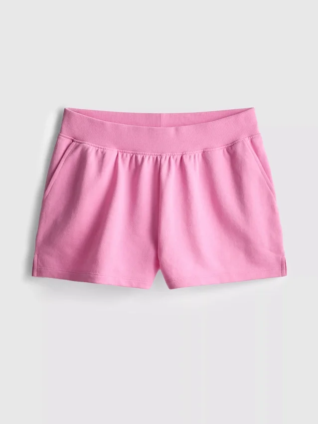 Pantaloni scurți de casă din bumbac cu tiv despicat Pantaloni scurți de casă din bumbac cu tiv despicat