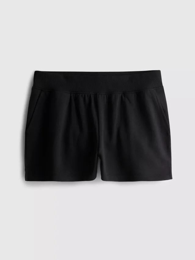 Pantaloni scurți de casă din bumbac cu tiv despicat Pantaloni scurți de casă din bumbac cu tiv despicat