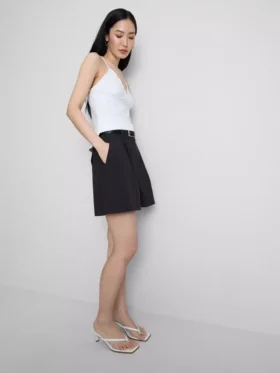 Pantaloni scurți de croazieră cu talie înaltă și textură