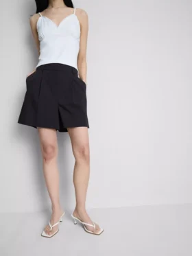 Pantaloni scurți de croazieră cu talie înaltă și textură