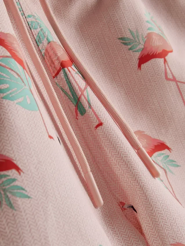 Pantaloni scurți de înot texturati cu imprimeu de flamingo Pantaloni scurți de înot texturati cu imprimeu de flamingo