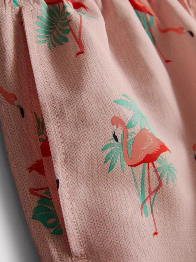 Pantaloni scurți de înot texturati cu imprimeu de flamingo Pantaloni scurți de înot texturati cu imprimeu de flamingo