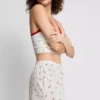 Pantaloni scurți de pijama cu imprimeu și nervuri Pantaloni scurți de pijama cu imprimeu și nervuri