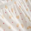 Pantaloni scurți de pijama cu imprimeu și nervuri Pantaloni scurți de pijama cu imprimeu și nervuri