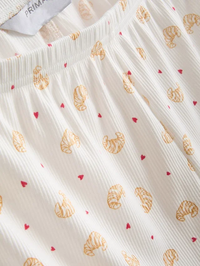 Pantaloni scurți de pijama cu imprimeu și nervuri Pantaloni scurți de pijama cu imprimeu și nervuri