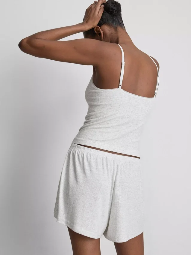 Pantaloni scurți de pijama cu model Pointelle Pantaloni scurți de pijama cu model Pointelle