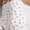 Pantaloni scurți de pijama cu nervuri, cu imprimeu cu fluturi
