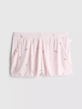 Pantaloni scurți de pijama cu volane „Love to Lounge” cu imprimeu de înghețată