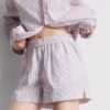 Pantaloni scurți de pijama din bumbac cu dungi, în stil „room service”
