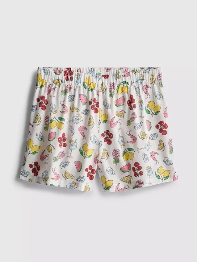 Pantaloni scurți de pijama din bumbac țesut Pantaloni scurți de pijama din bumbac țesut