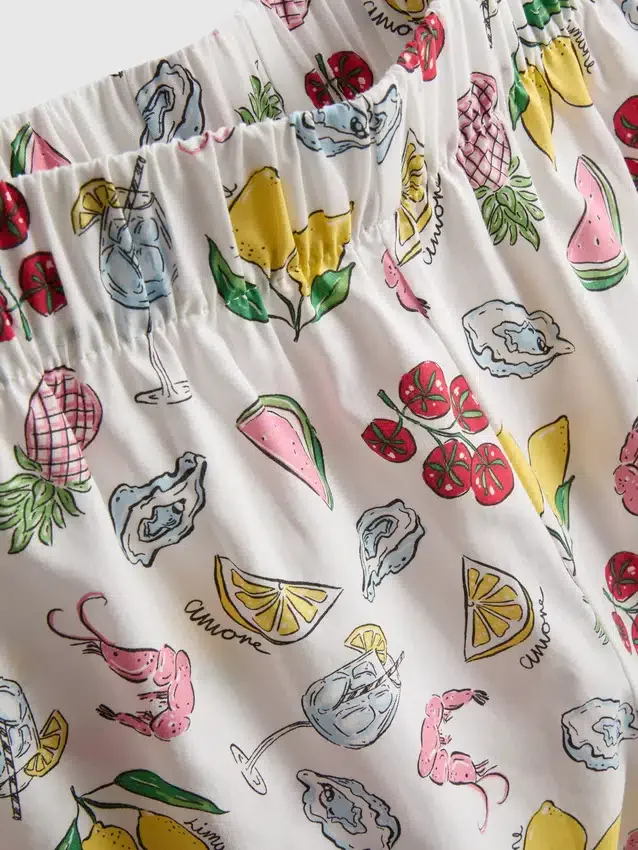 Pantaloni scurți de pijama din bumbac țesut Pantaloni scurți de pijama din bumbac țesut