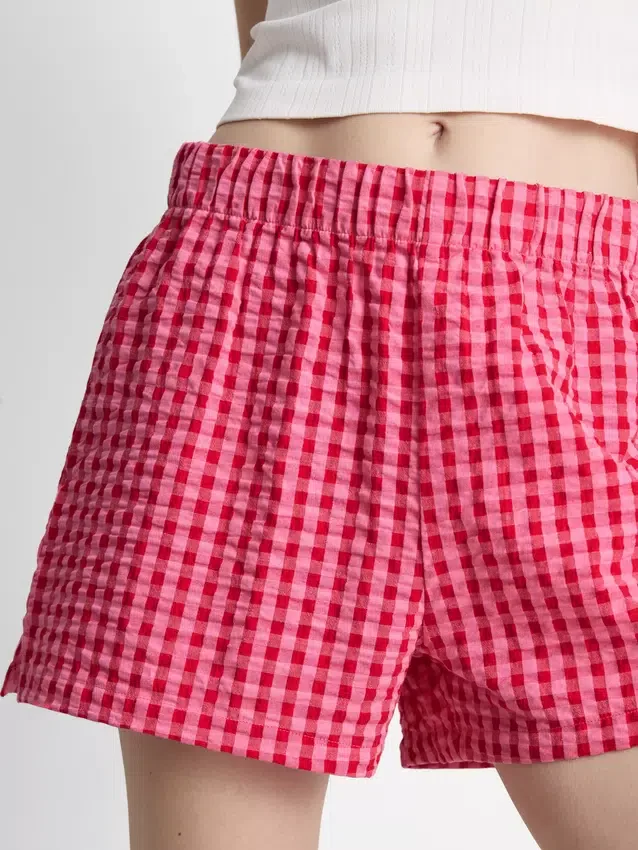 Pantaloni scurți de pijama din bumbac țesut Pantaloni scurți de pijama din bumbac țesut