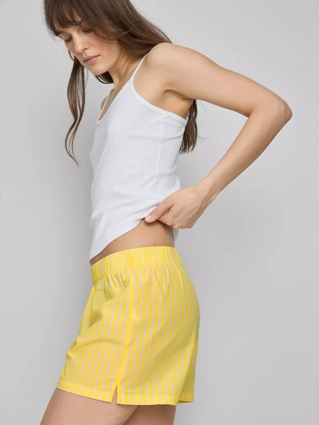 Pantaloni scurți de pijama din bumbac țesut Pantaloni scurți de pijama din bumbac țesut