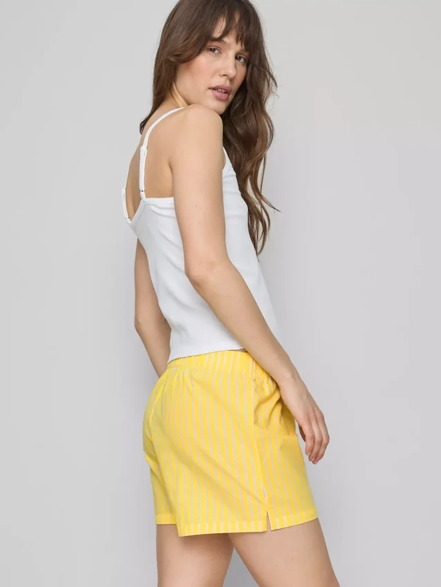 Pantaloni scurți de pijama din bumbac țesut Pantaloni scurți de pijama din bumbac țesut