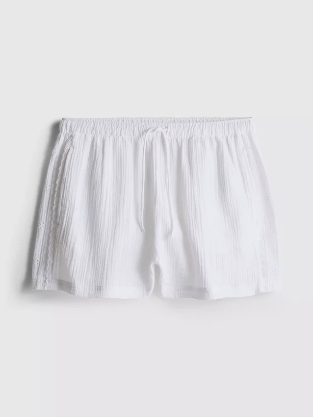 Pantaloni scurți de pijama din bumbac țesut, ideali pentru relaxare Pantaloni scurți de pijama din bumbac țesut, ideali pentru relaxare