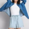 Pantaloni scurți de trening din denim de bumbac Pantaloni scurți de trening din denim de bumbac