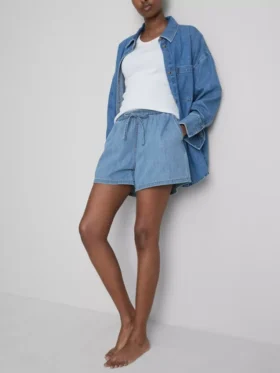 Pantaloni scurți de trening din denim de bumbac