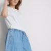Pantaloni scurți de trening din denim de bumbac Pantaloni scurți de trening din denim de bumbac