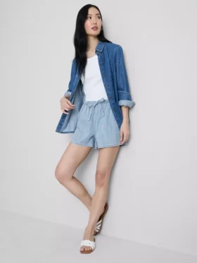 Pantaloni scurți de trening din denim de bumbac