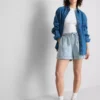 Pantaloni scurți de trening din denim de bumbac Pantaloni scurți de trening din denim de bumbac