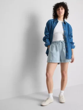 Pantaloni scurți de trening din denim de bumbac