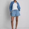 Pantaloni scurți de trening din denim de bumbac Pantaloni scurți de trening din denim de bumbac