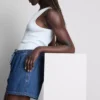 Pantaloni scurți de trening din denim de bumbac Pantaloni scurți de trening din denim de bumbac