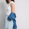 Pantaloni scurți de trening din denim de bumbac Pantaloni scurți de trening din denim de bumbac