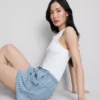 Pantaloni scurți de trening din denim de bumbac Pantaloni scurți de trening din denim de bumbac