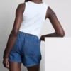 Pantaloni scurți de trening din denim de bumbac Pantaloni scurți de trening din denim de bumbac