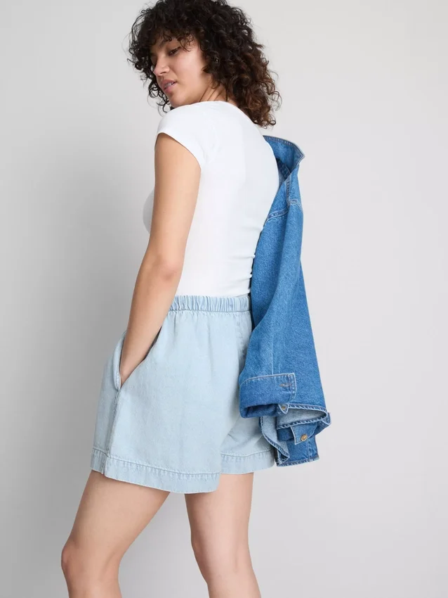 Pantaloni scurți de trening din denim de bumbac Pantaloni scurți de trening din denim de bumbac