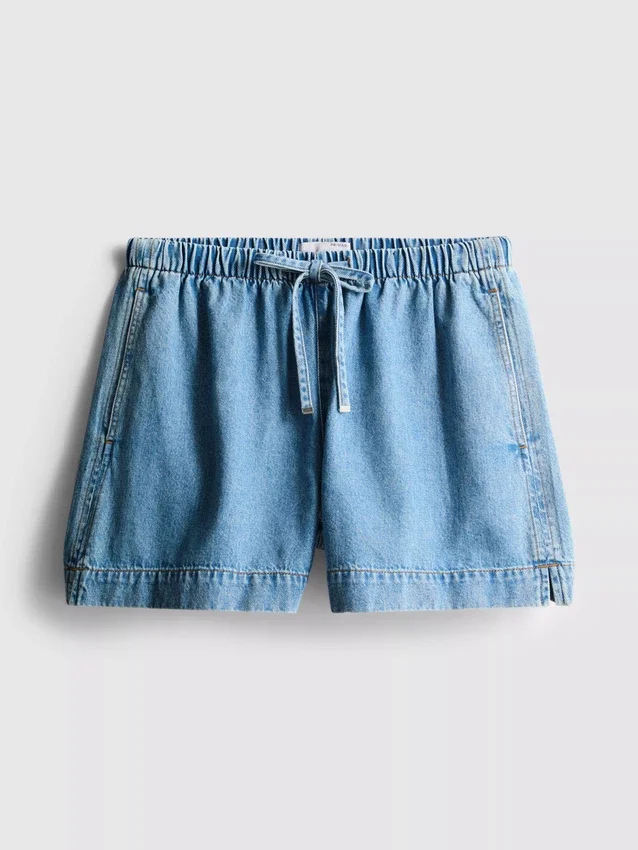 Pantaloni scurți de trening din denim de bumbac Pantaloni scurți de trening din denim de bumbac