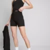 Pantaloni scurți de yoga cu talie înaltă, supli și cu susținere