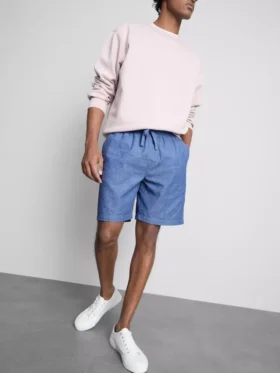 Pantaloni scurți din amestec de in, cu șnur