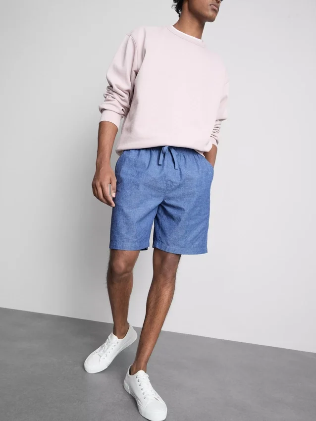 Pantaloni scurți din amestec de in, cu șnur Pantaloni scurți din amestec de in, cu șnur