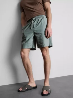 Pantaloni scurți din amestec de in, cu șnur